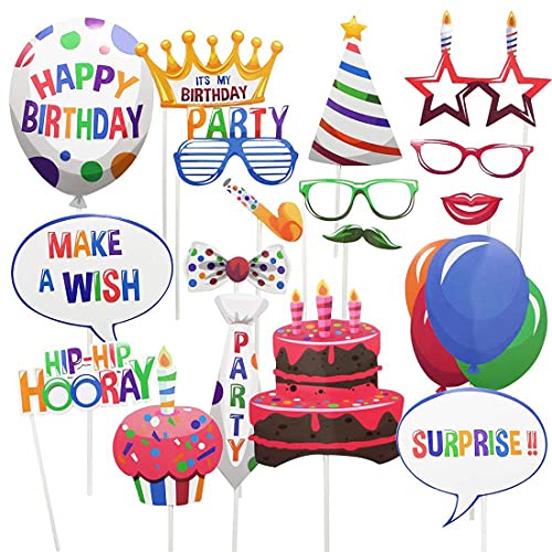 18pcs Birthday Photo Booth Props Party Decorations for Women Men Fiesta Photo Props Party Favors