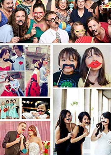 Valentines Day Photo Booth Props 35 PCS, DIY Funny Disguise Props Valentines Day Decorations with Love Banner - Valentines Party Supplies Wedding Photo Props