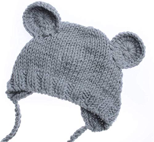 Newborn Baby Photo Shoot Props Boys Girls Crochet Knitted Hat Bear Hat Beanie with Bear Dolls Photography Props - color: Gray