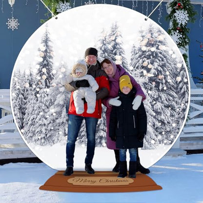 7x6ft Snow Globe Backdrop Winter Snowy Scene Backdrop Glitter Winter Forest Photography Background Large Fabric Snow Globe Banner Christmas Party Decorations for Xmas Holiday Party Decor Photo Props