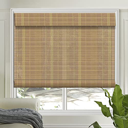 Letau No Drill No Tools Cordless Wood Window Shades Blinds, Bamboo Light Filtering Roller Shades, Color 18 - color: Color 18