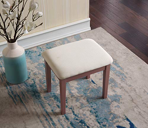 Roundhill Furniture Moniys Wood Moniya Makeup Vanity Table and Stool Set, Rose Gold - color: Rose Gold