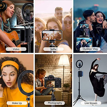 12" Selfie Ring Light with Tripod Stand 72" Tall & Mini Desktop Tripod, PEYOU Ring Light Tripod with 4 Phone Tablet Holders & Shutter for YouTube/Makeup/TikTok/Photography, Compatible with iPhone iPad - size: 72 inch