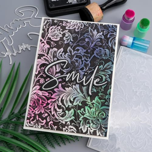 Briartw 3D Embossing Folder for Card Making Adding Textured Detail to Paper Crafting 6.3x4.5inch Clear Texture Plate Perfect for Heavyweight Cardstock (≥250gsm/92lb),Flowers Texture Template - color: Flowers