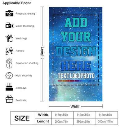Custom Backdrop, Personalized Backdrops Photography Cloth Add Design Your Own Photo Logo Text, Customize Backdrop for Video Studio Portrait Photoshoot Parties Photography Screen Sheet 56"×98" - size: 56"×98" / 142×250CM