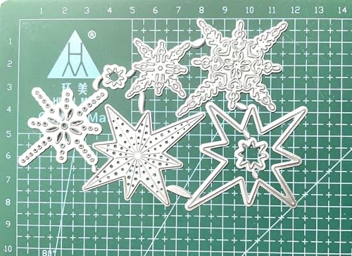 Lapoo Festivals Metal Cutting Die for Scrapbooking - Durable, Cut Stencils for DIY Scrapbook Photo Album Decorative Paper Card, Card Making Supplies, Embossing (Six Snowflake Star Anise 4.9 x 3.3 in) - style: Six Snowflake Star Anise 4.9 x 3.3 in