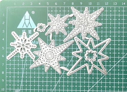 Lapoo Festivals Metal Cutting Die for Scrapbooking - Durable, Cut Stencils for DIY Scrapbook Photo Album Decorative Paper Card, Card Making Supplies, Embossing (Six Snowflake Star Anise 4.9 x 3.3 in) - style: Six Snowflake Star Anise 4.9 x 3.3 in