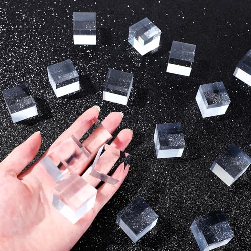 Remerry 16 Pcs Clear Acrylic Cube Blocks Square Display Block Clear Polished Acrylic Stamp Blocks Jewelry Display Stand Ring Showcase Holder Base(1 x 1 x 1 Inch) - size: 1 x 1 x 1 Inch