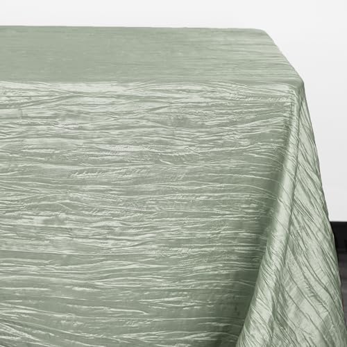 YOUR CHAIR COVERS - 90 x 132 inch Rectangular Crinkle Taffeta Tablecloth - Sage, Rectangle Table Linens for 6 ft Rectangular Tables, Wedding Crushed Table Cloth - color: Sage, size: 132" x 90" (Rectangular)