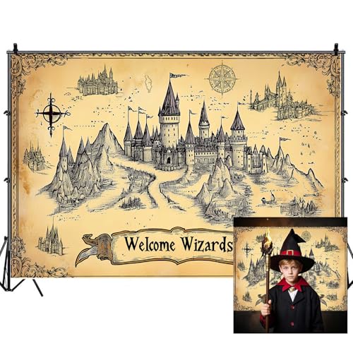 Wizard Party Backdrops for Photoshoot, Magical Wizard Vintage Castle Birthday Party Picture Decorations Wall Backdrop for Photography Decor Banner, Photographic Studio Photo Backgrounds 5X3 FT - color: Brown04, size: 5X3FT