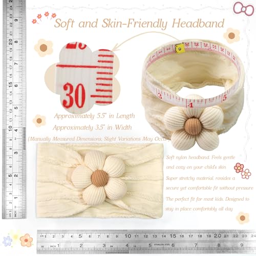 CÉLLOT 5 Pcs Baby Flower Headbands Baby Girls Nylon Headbands Soft Hairbands Hair Accessories for Newborn Infant Toddler Kids（Pink） - color: Pink