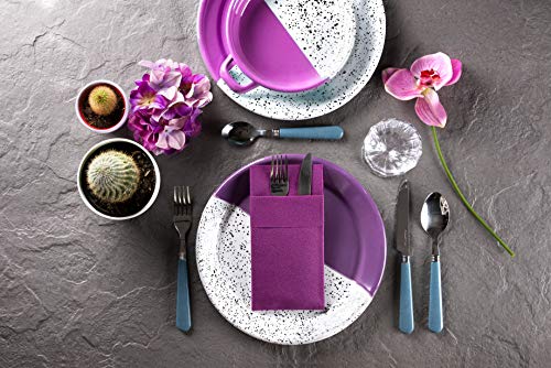 Moyes Home Purple Disposable Dinner Napkins with Pocket - Linen-Feel Pre-Folded Cloth-Like Paper Napkins for Silverware, Weddings, Dinner Parties, 16x16 in, Pack of 50 - color: Purple