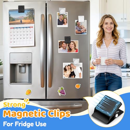 Grtard 6 Pack Magnetic Clips Heavy Duty, Magnet Clips for Fridge, No-Scratch Magnetic Clip for Refrigerator, Strong Magnets with Clip for Cruise Cabin, Whiteboard, Locker, Note List, Photo Display - color: Silver, size: 6 pack