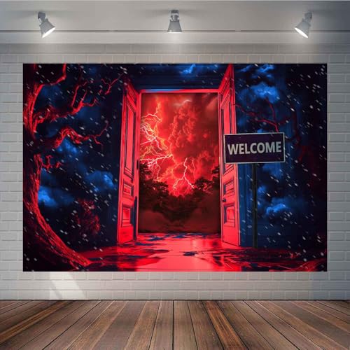 Forest Red Sky Backdrop Indoor Door Backdrop Birthday Party Studio Prop Photo Background Photography Props TAYBDJ1851 - size: Customsize