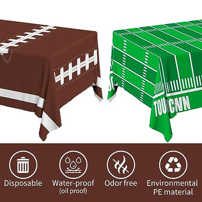 Football Party Decorations Disposable Tablecloth Plastic Touchdown Table Cover for Birthday Football Party Games Decoration 54 X 108Inch，2 Pack - style: FOOTBALL