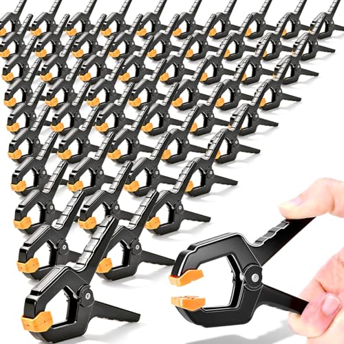 55Pack Spring Clamps Heavy Duty, 3.5inch Plastic Clips Clamps for Balloon Arch Backdrop Stand, Small Spring Wood Clamps With Jaw Pads for Photography Backdrops Holder, Crafts, Fabric Backdrop - color: 3.5"_55p_orange