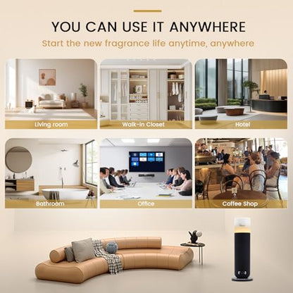 Hotel Collection Diffuser Machine,Fabric-Wrapped Design,Candlelight Atmosphere Lamp,1000 Sq Ft,Waterless Essential Oil Diffuser,Hotel Scent Diffuser,Scent Air Machine for Home - Weave Black - color: Weave Black