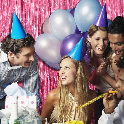 BOMSI 10 Pack Pink Backdrop Party Decorations Tinsel Curtain Party Backdrop Foil Fringe Birthday Decorations Photo Booth Streamer Backdrop Pink Theme Bachelorette Graduation Party Decorations - color: Pink, size: 39.4"w X 78.7"l (Pack of 10)