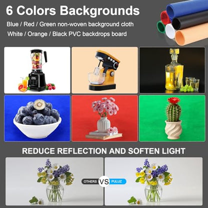 PULUZ Light Box 24x24in, Portable Photo Studio Light Box with 120 LED Lights ＆6 Color backdrops Professional Photography Lighting Tent Kit for Big Product Photography Lightbox - color: 23.6x23.6x23.6in