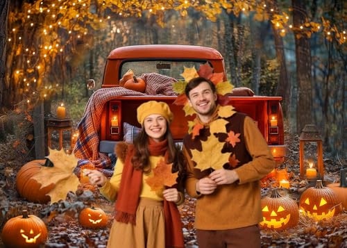 7x5ft Fall Backdrops for Photography, Autumn Backdrop, Pumpkin Patch Background, Harvest Friendsgiving Back Drop, Happy Thanksgiving Festival Photo Booth Props
