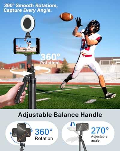 Vlogging Kit for iPhone/Android, 71" Selfie Stick Tripod for iPhone with Fill Light, Wireless Mic & Remote, Adjustable Aluminum Phone Tripod for TikTok/YouTube Content Creator Essentials Starter Kit‌