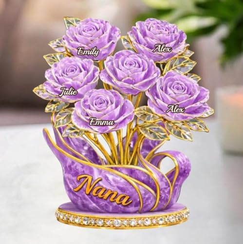 LOVELYPOD Personalized Rose Flower Mama 2D Acrylic Plaque, Custom Name Mommy And Kids Plaque, Mother's Day Mom Gift Grandma Gifts, Mama Gift from Son Daughter, Custom Family Keepsake Gifts - color: Design #8