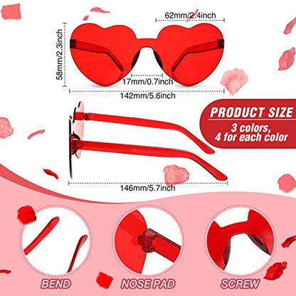 Flutesan 24 Pcs Valentines Day Heart Headbands and Sunglasses Set Red Love Photo Booth Props Women Valentine Party Decor