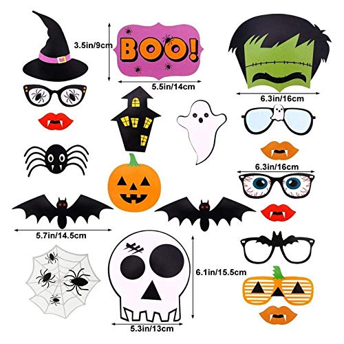 Soochat Halloween Photo Booth Props DIY Kit Scary Hocus Pocus Photo Booth Props for Dress Up Halloween Party Costumes Accessories 22 Pcs