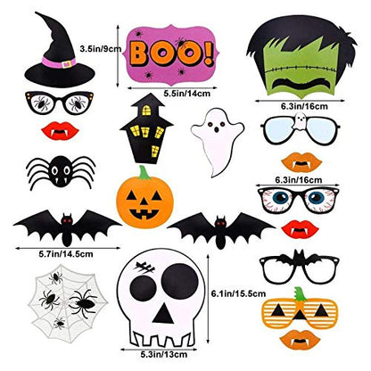 Soochat Halloween Photo Booth Props DIY Kit Scary Hocus Pocus Photo Booth Props for Dress Up Halloween Party Costumes Accessories 22 Pcs