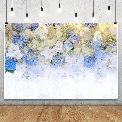 Yeele 5x4ft Wedding Flower Backdrop for Photography Spring White Violet Floral Wall Background for Bridal Shower Anniversary Wedding Ceremony Supplies Decoration Photo Shoot Props Vinyl - size: 5x4ft