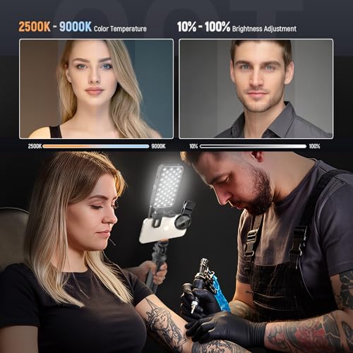 Selfie Tattoo Light Kit,Tattoo Equipment Supplies,Remove Glare LED Tattoo Photography Video Lights with 52mm CPL,Tripod Light,Dual Clips for Video Recording,TikTok,YouTube,for Phone,Camera,Laptop,iPad