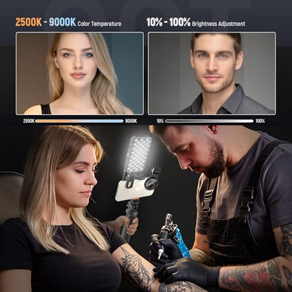 Selfie Tattoo Light Kit,Tattoo Equipment Supplies,Remove Glare LED Tattoo Photography Video Lights with 52mm CPL,Tripod Light,Dual Clips for Video Recording,TikTok,YouTube,for Phone,Camera,Laptop,iPad