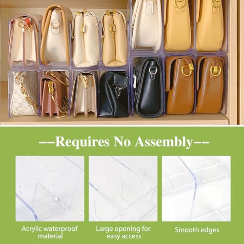 2 Pcs Acrylic Clear Purse Storage Organizers, 4 Sections Dividers in Bedroom Office (bright) - color: bright