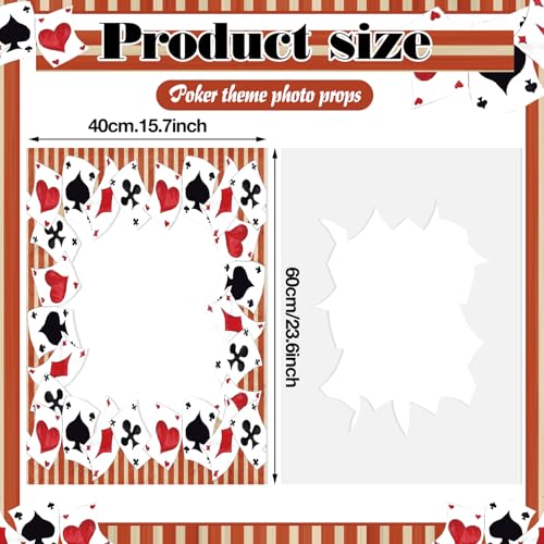 Novabright Wonderland Tea Party Decorations Casino Theme Photo Booth Frame Vegas Party Decorations Casino Night Decoration Poker Photo Booth Props for Las Vegas Decor Birthday, 23.6" x 15.7" - style: Playful