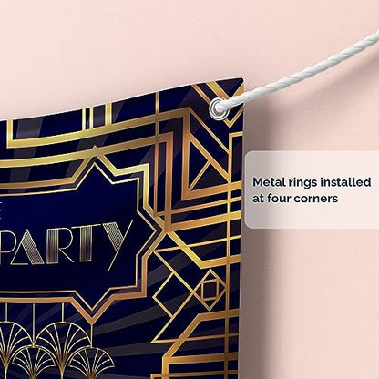 Roaring 20s Great Gatsby Decoration Kit - Includes Photography Backdrop & 10 Studio Selfie Photo Booth Props with Sticks - 1920's Twenties Theme Studio Background Banner Supplies - size: 20s Gatsby