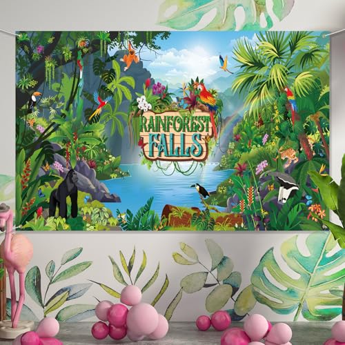 Gilprop 2 Pcs VBS 2026 Backdrop 9 x 6 ft Large Rainforest Falls Scene Photography Backdrop Party Decoration for Vbs Sunday School Classroom Christian Banner Photo Props