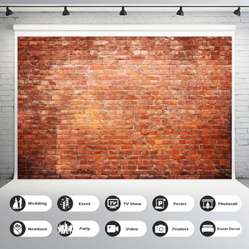Red Brick Wall Backdrop Vintage Brick Photography Background Brick Wall Photo Backdrop Baby Birthday Party Graduation Home Red Brick Wallpaper Backdrop Portrait Video Shoot Studio Props Vinyl 5x3ft - color: Dark_Red, size: 5x3ft