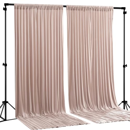 Nude Blush Backdrop Curtains-Wrinkle-Free Polyester Photography Drapes Party Curtain Background for Baby Shower Wedding Decorations- 8 X10FT - color: Nude Blush, size: W4' X H10'(2 Panels)