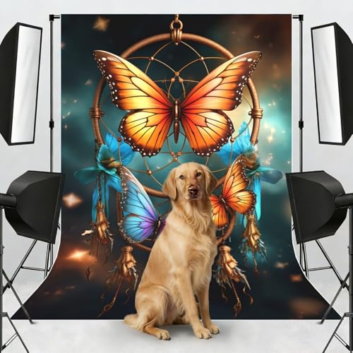 Dream Catcher Butterfly Backdrop Background for Photography 5x7ft Photobooth Professional Photo Backdrop Curtains Video Photography Studio Photo Backgrounds Banner Booth Background Screen Parties - color: Dream Catcher Butterfly