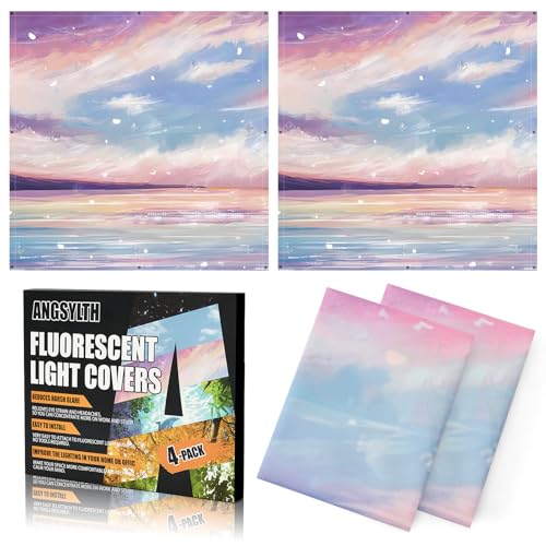 ANGSYLTH 2 x 2 Feet Fluorescent Light Covers - 4 Pcs Covers for Ceiling Lights, Magnetic Light Filters for Classroom, Office, Hospitals, Home (Sunset Glow) - color: Sunset glow
