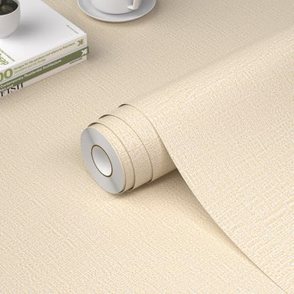 WADILE Grasscloth Peel and Stick Wallpaper 15.7in x 196.8in, Textured Contact Paper for Cabinets, Faux Linen Wall Paper Pull and Stick, Fabric Vinyl Wallpaper Self Adhesive Beige - color: Beige, size: 15.7" x 196.8"