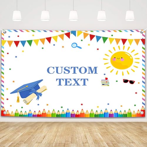 MEHOFOND 6x3.6ft Customize Preschool Kindergarten Graduate Backdrop School Prom Party Decor Bright Future Graduation Decor Congrats Class of 2026 Kids Congrats Grad Banner Photo Props - color: White-Custom, size: 6x3.6ft