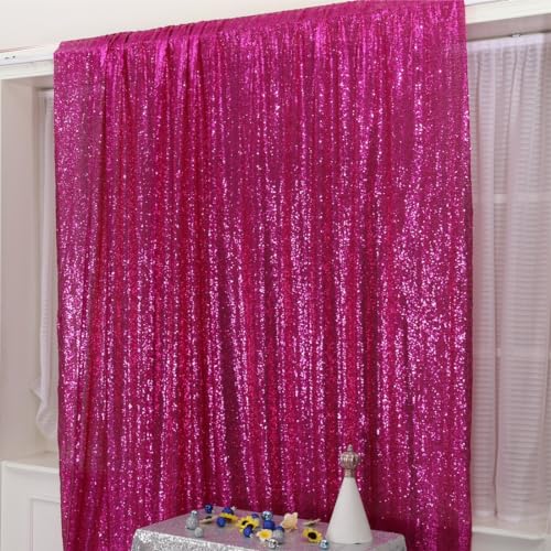 Poise3EHome 6FT x 8FT Sequin Photography Backdrop Curtain for Party Decoration, Hot Pink - color: Hot Pink, size: 6x8 ft