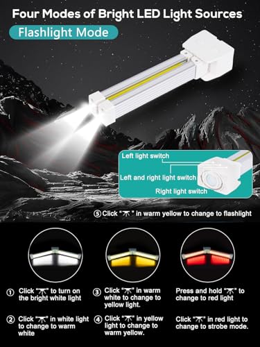 Gym Lamp, Gym Lighting for Posing, Magnetic Photography Light, Gift for Women/Men, 180° Rotate Foldable with Hang Hook Camping Lamp, USB LED Handheld Flashlight-White - color: White