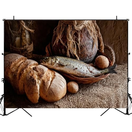 5x7ft Photography Backdrop Bread Fresh Fish loafs Pictures Photo Backdrop Photography Background for Photoshoot Portrait Video Party Photo Studio Prop Booth - color: Color9