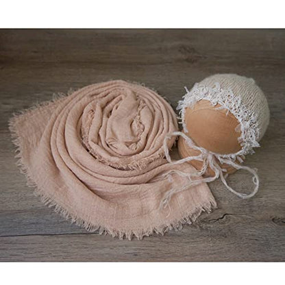 Zeroest Newborn Photo Props Hat Blanket Photography for Babies Cloth Wrap Hats Set Baby Boy Girl Photo Shoot Outfits (Beige Sand) - color: Beige Sand