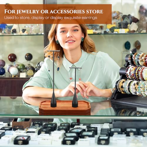 Wesiti 6 Pack Metal Earring T Bar Stand Retail Display Holder T Earring Display Holder Jewelry Stand with Metal Base for Show Jewelry Online Stores Photography (Black) - color: Black