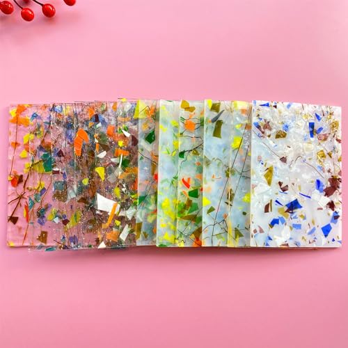 12 Sheets Patterned Stained Glass Sheet Variety Pack, 6 X 4 inch Cathedral Art Mosaic Glass Tiles for Crafts, Stained Glass Supplies(Mixed Clear and Opal) - color: Floral