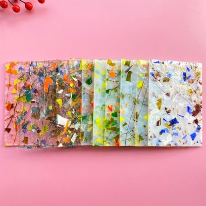 12 Sheets Patterned Stained Glass Sheet Variety Pack, 6 X 4 inch Cathedral Art Mosaic Glass Tiles for Crafts, Stained Glass Supplies(Mixed Clear and Opal) - color: Floral