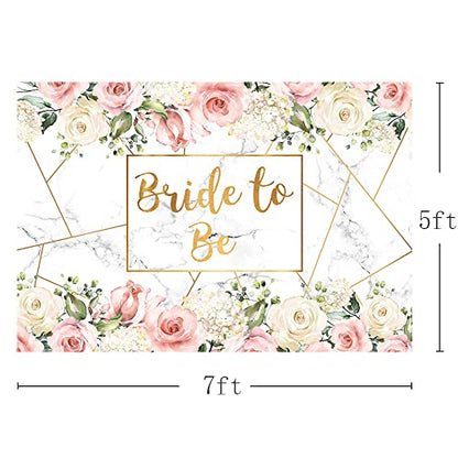 MEHOFOND Bride to Be Marble Backdrop Bridal Shower Miss to Mrs Wedding Party Supplies White Blush Pink Floral Photobooth Girls Bachelorette Engagement Photography Background Banner 7x5ft - size: 7x5ft